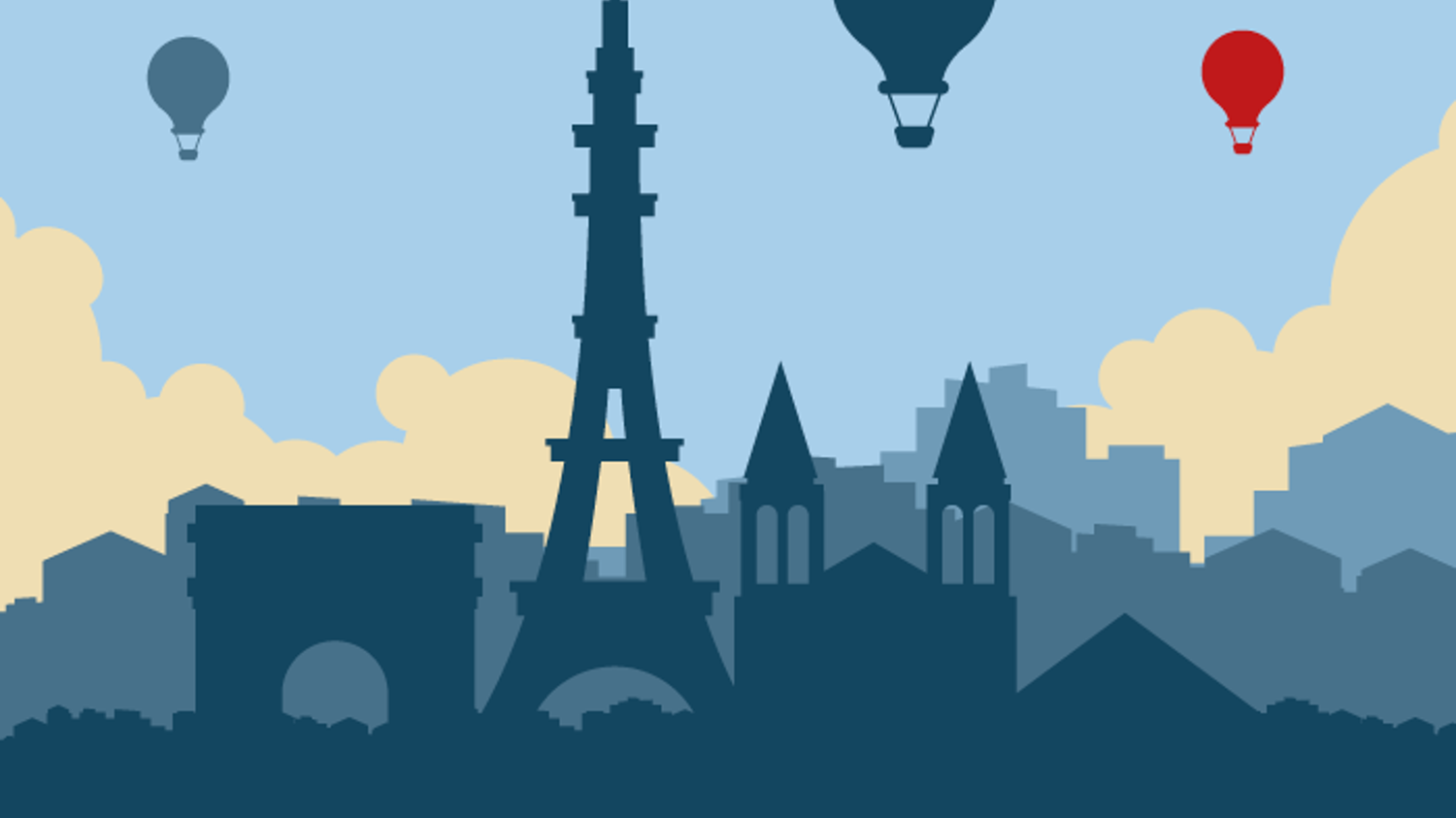 Eiffeltårnet og luftballoner over Paris