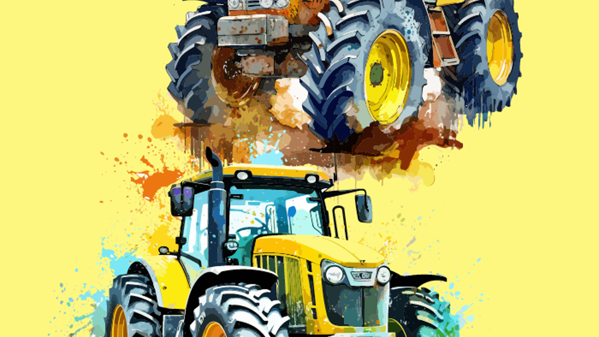 Tegning af 2 traktorer