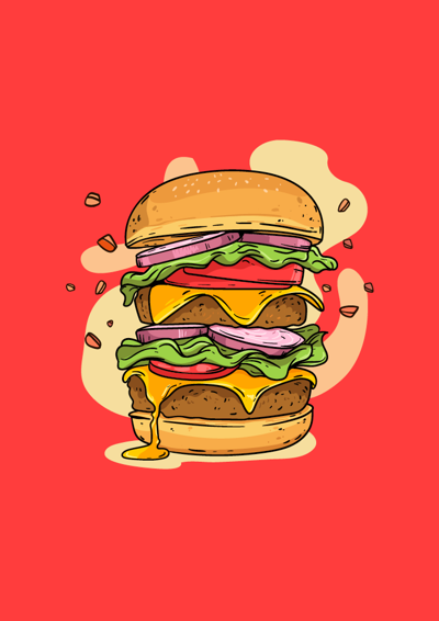 Tegning af en burger