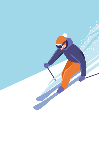 Pige står på ski ned af en løjpe
