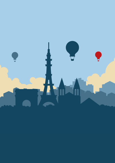 Eiffeltårnet og luftballoner over Paris