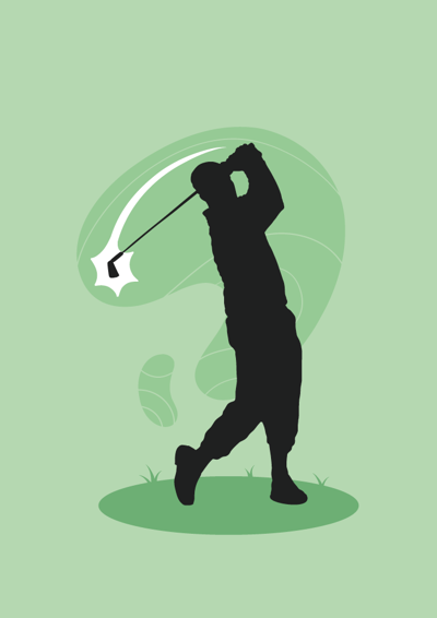 Mand svinger golfkølle