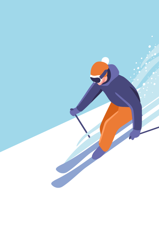 Pige står på ski ned af en løjpe