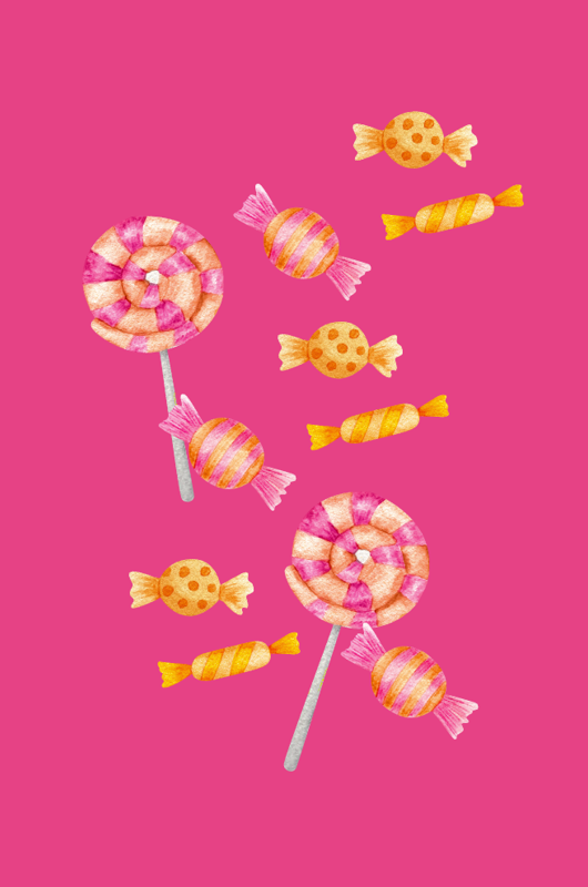 Tegning af bolsjer og slikkepinde