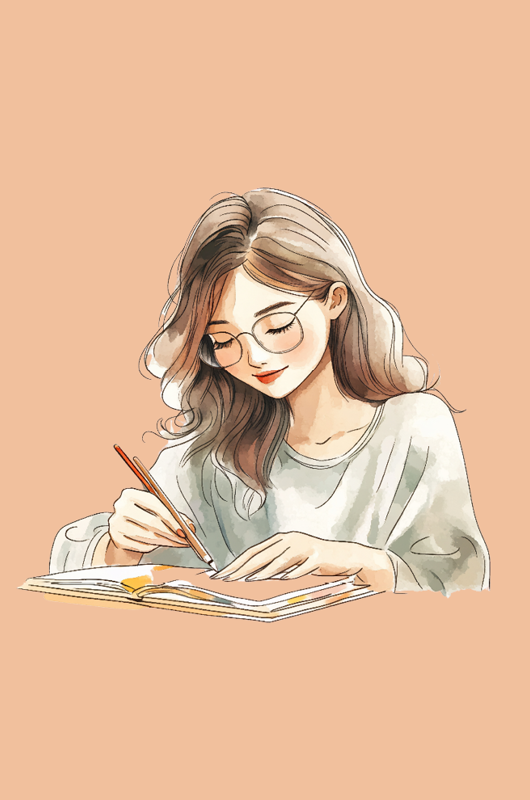 Pige sidder og tegner