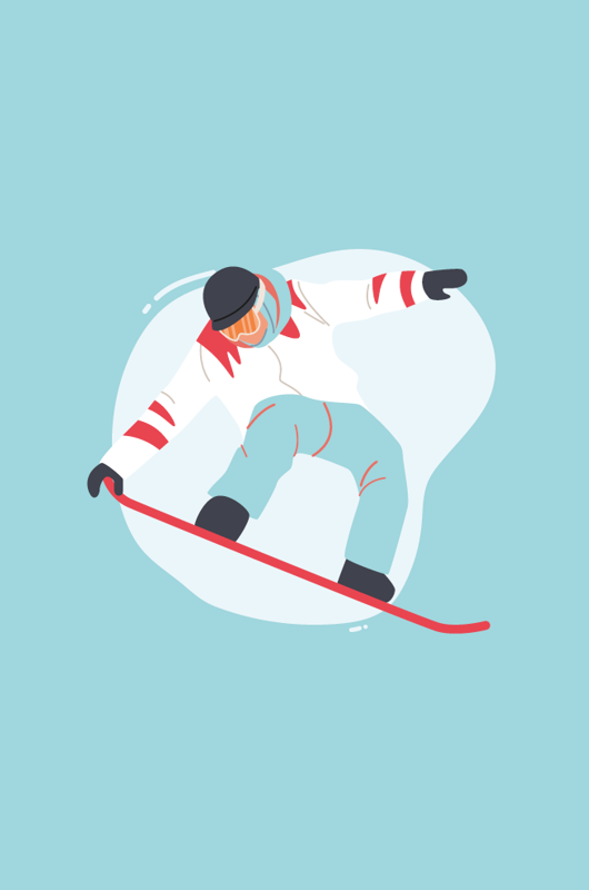 Dreng står på snowboard 