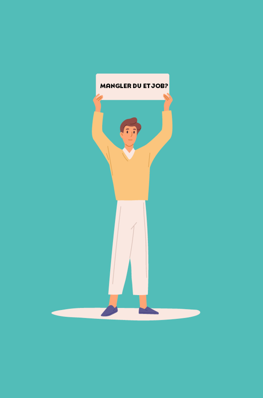 Dreng står med skilt - mangler du et job?