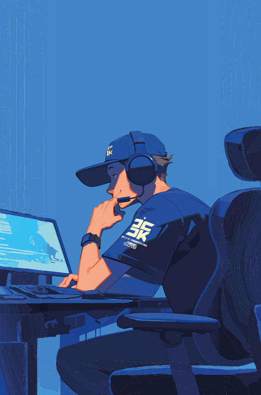 Tegning af dreng der spiller computer