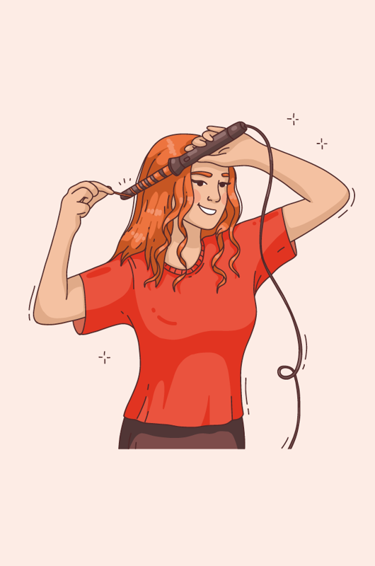 Tegning af pige der krøller hår